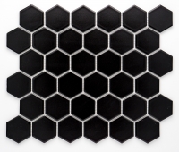 mozaiky | keramická mozaika | Hexagon | H HXL 890 – šestiúhleník - černá, mat