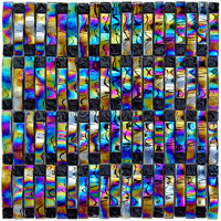 mozaiky | skleněn&aacute; mozaika SIA | MIX Waves | S W 07 – čern&aacute; perleť