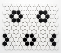 mosaic | ceramic mosaic | Hexagon | H HX 030 – hexagon - white-black, matt, mix