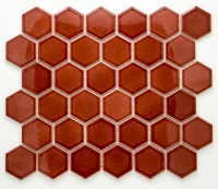 mosaic | ceramic mosaic | Hexagon | H HXL 5532 – hexagon - burgundy, gloss